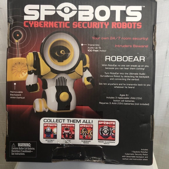 SPYBOTS Cybernetic Security Robots ROBOEAR Yellow Remote Listening Robot NEW - Picture 7 of 7